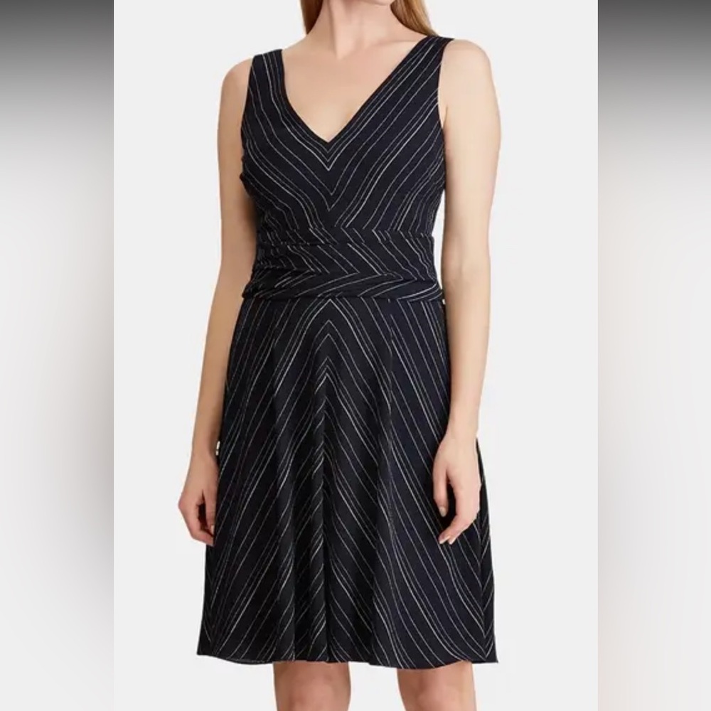 Ralph Lauren Fit and Flair pinstripe Dress, navy